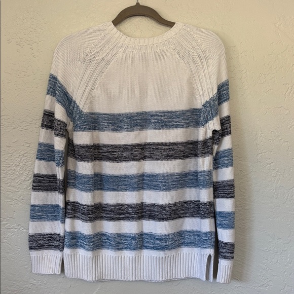 Barbour women’s 100% cotton knit White & Blue Striped pullover Sweater 12 - Picture 9 of 12
